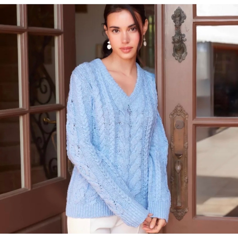 Karen Kane Cable Knit Sweater – Blue Haze – Women's Medium – NWT